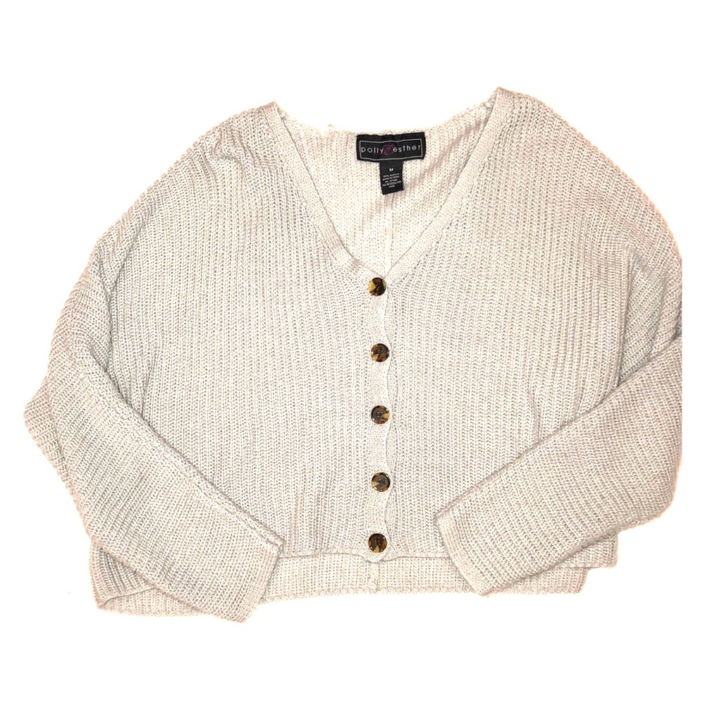 Light Gray Knit Sweater (Button Up)